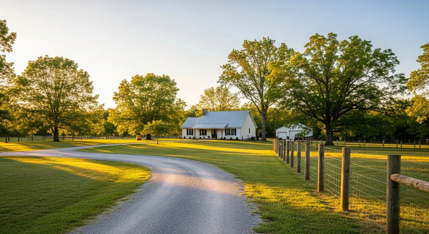 Rural Sumner County home with mature trees and open property setting.
